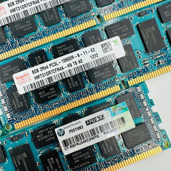 Lot of 7 Hynix 8GB 2Rx4 PC3L-10600R-9-11-E2 Server Memory HMT31GR7CFR4A-H9 T8 AE - Picture 3 of 8